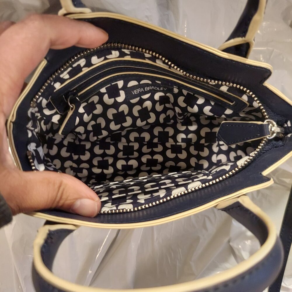 Vera Bradley Navy Blue Crossbody / Satchel Bag - Picture 3 of 9